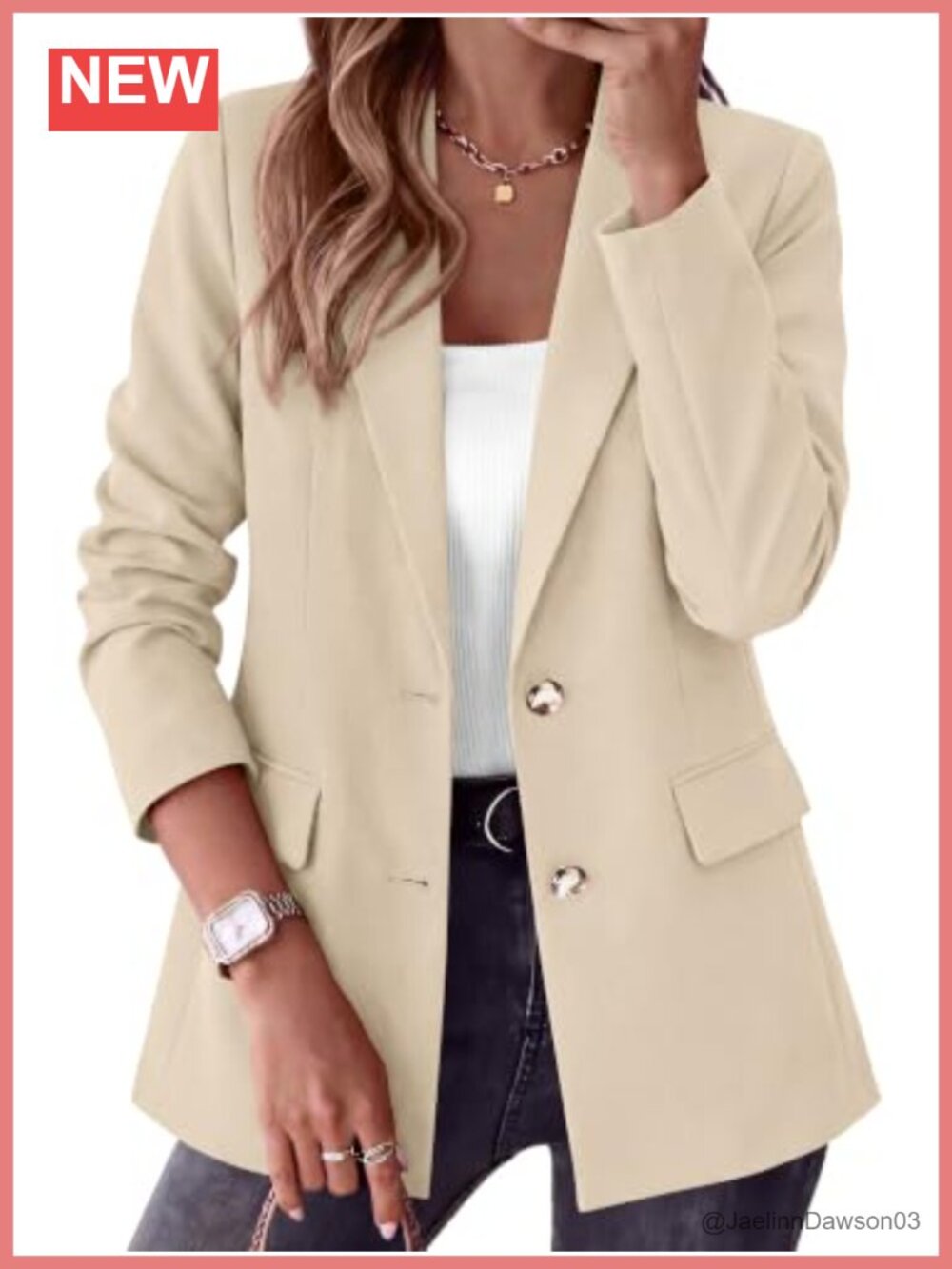 Women's Business Blazer Long Sleeve Notch Lapel Padded Shoulder Work Office